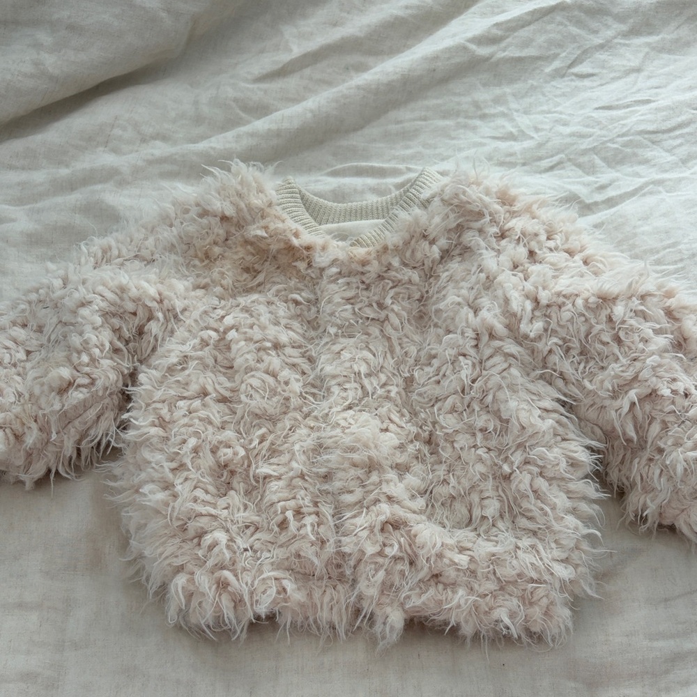 Fluffy Cream Kids Sweater
